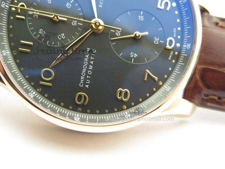 MIROTIME 0115 Portuguese IW371415 ZF 1:1 Best Edition RG Black dial On Brown Leather Strap A Modern 7286